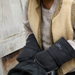FINNSON ASTRID BLACK STROLLER MITTENS WORN BY MODEL