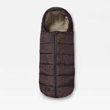 Alma universal footmuff in chocolate leopard on white background