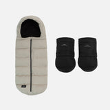 Universal Stroller Accessories Bundle: Black Mittens & Taupe Footmuff