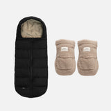 Universal Stroller Accessories Bundle: Beige Mittens & Black Footmuff
