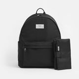 FINNSON ANA BACKPACK BLACK FRONT SHOT WITH CHANGING MAT
