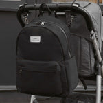 FINNSON ANA BLACK BACKPACK ON BACK OF PRAM