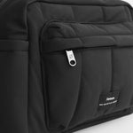 FINNSON FREYA OVERSIZED STROLLER ORGANISER BLACK CLOSE UP BRANDING SHOT