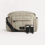 FINNSON FREYA OVERSIZED STROLLER ORGANISER TAUPE WITH STROLLER CLIPS