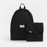 FINNSON INGE BACKPACK BLACK FRONT SHOT WITH CHANGING MAT
