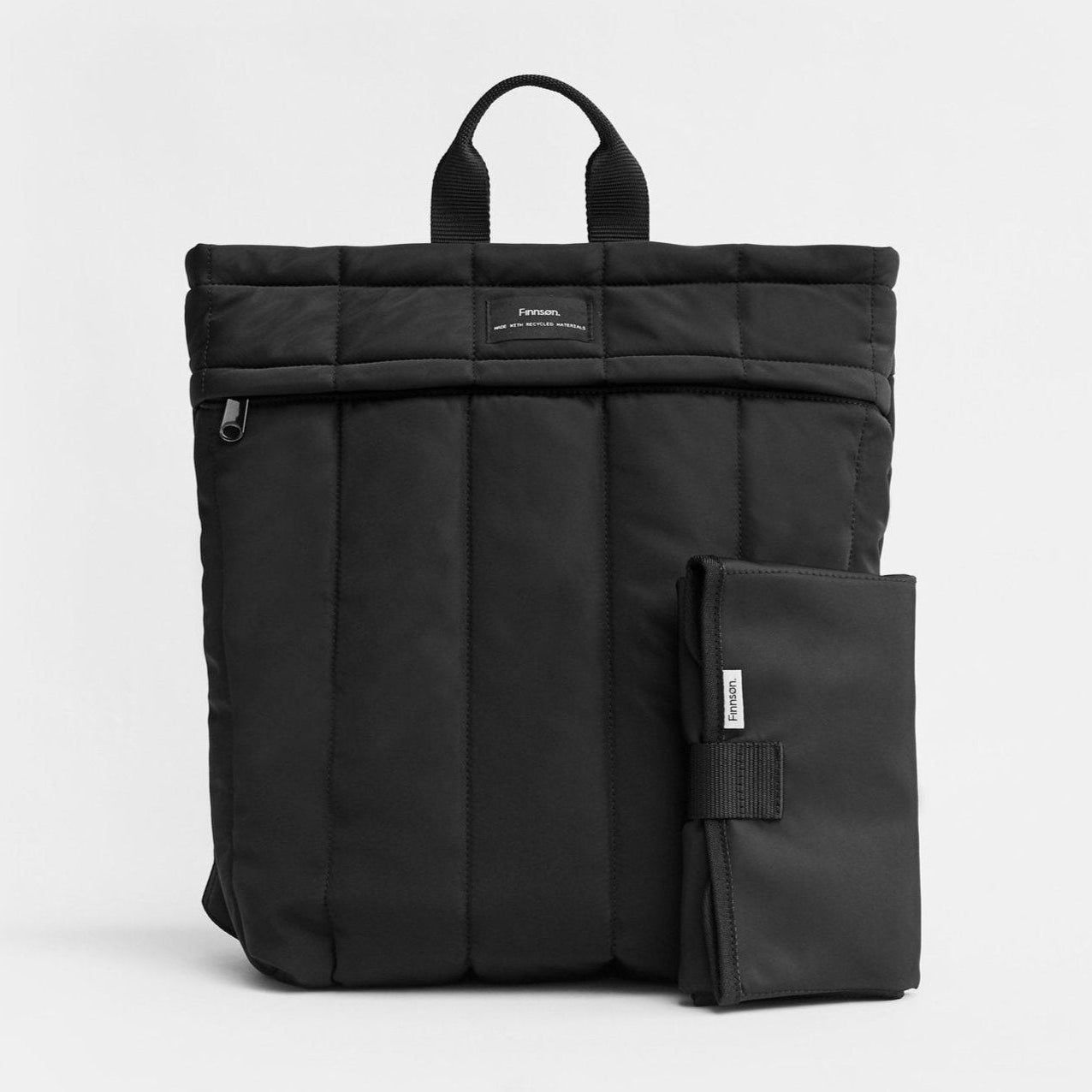 Rae black Eco Changing Backpack with Changing Mat light gray background